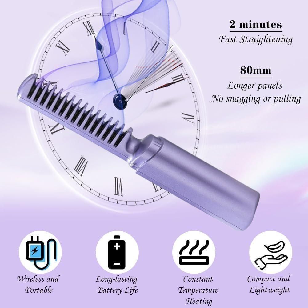Mini Cordless Hair Straightener | Portable USB Hair Straightener Brush | Affordable Travel Hair Straightener Gifts