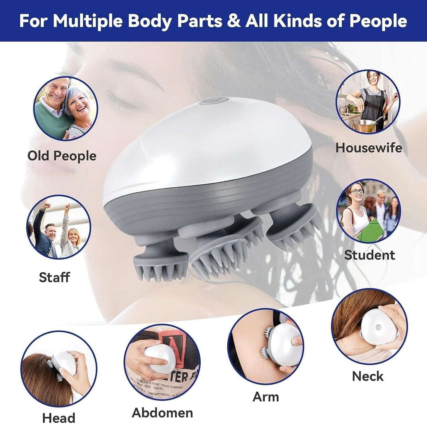 Electric Scalp Massager for Hair Growth & Relaxation – 3D Head & Body Massager