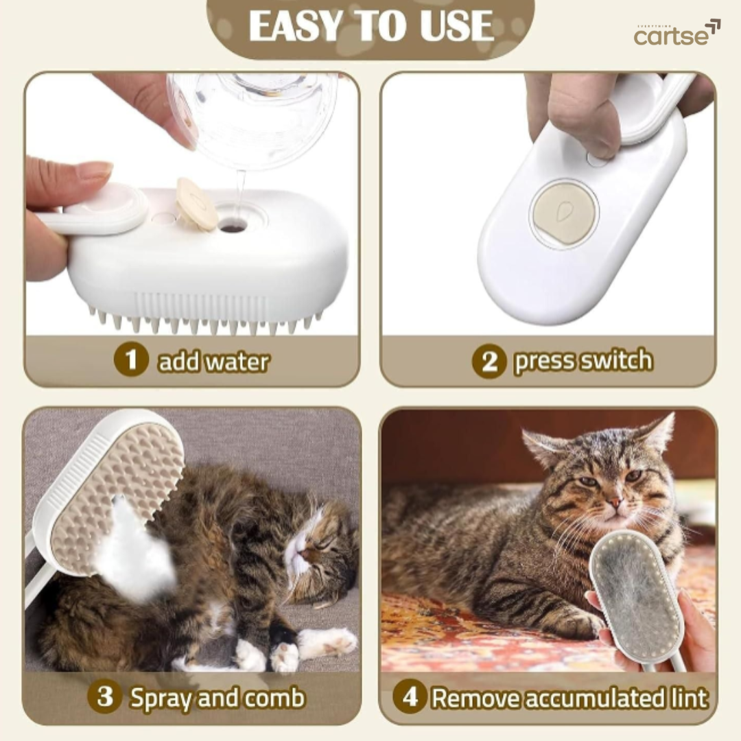 Steam Brush for Dogs & Cats | Pet Grooming & Deshedding Brush